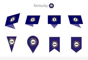 Kentucky US State flag collection, eight versions of Kentucky vector flags.