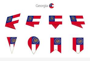 Georgia US State flag collection, eight versions of Georgia vector flags.