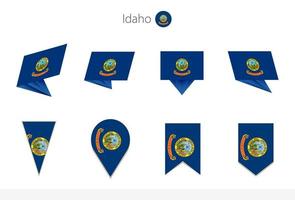 colección de banderas del estado de idaho us, ocho versiones de banderas vectoriales de idaho. vector