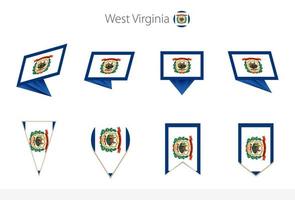 West Virginia US State flag collection, eight versions of West Virginia vector flags.