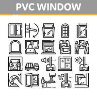 Pvc Window Frames Collection Icons Set Vector