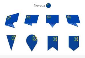 colección de banderas del estado de nevada us, ocho versiones de banderas vectoriales de nevada. vector