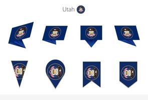 colección de banderas del estado de utah us, ocho versiones de banderas vectoriales de utah. vector