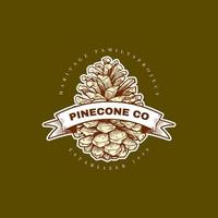 pine cone logo, badge and emblem design vector