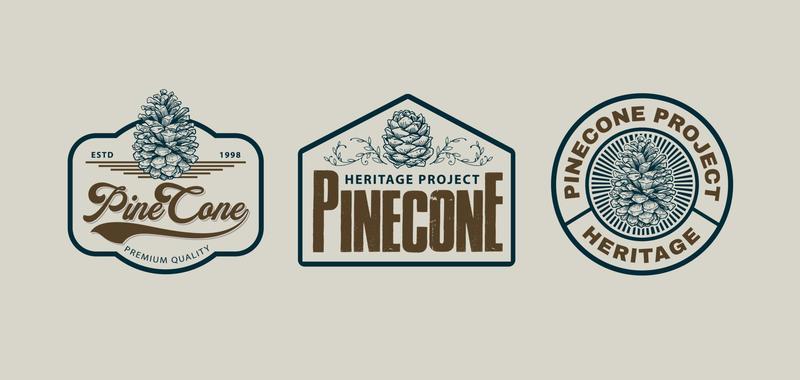 pine cone logo, badge and emblem design