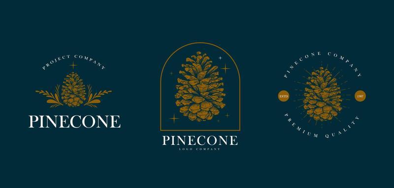 pine cone logo, badge and emblem design
