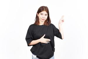 Swearing gesture Of Beautiful Asian Woman Isolated On White Background photo