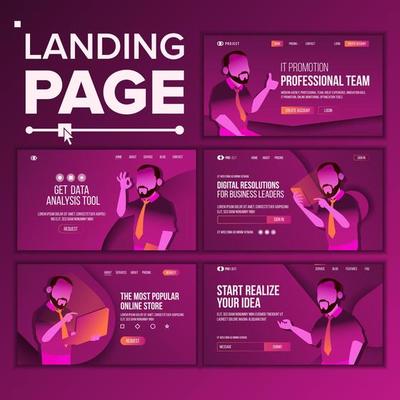 Modern Landing Page Concept Vector. Store. Shop Online. Creative Idea. Business Coworking. Office Investment Webpage. Main Website Page Design. Consumerism Template Illustration