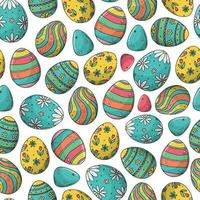 Easter eggs seamless pattern on white background for wrapping paper, textile prints, wallpaper, scrapbooking, towels, stationary, nursery decor, etc. EPS 10 vector