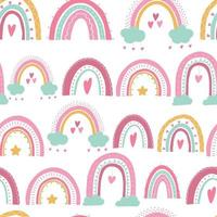 nursery seamless pattern with hand drawn rainbows for baby textile prints, wallpaper, scrapbooking, stationary, digital paper, wrapping paper, etc. EPS 10 vector