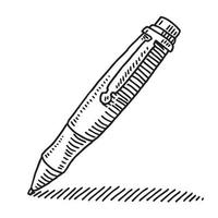 Hand-drawn vector drawing of a Ballpoint Pen, Writing Instrument. Black-and-White sketch on a transparent background