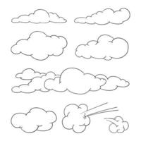 conjunto de garabatos de nubes, ilustración vectorial. vector