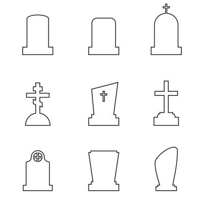 Set of isolated icons on a theme grave