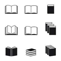 Black simple isolated books icons on white background vector