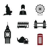 conjunto de iconos aislados sobre un tema británico vector