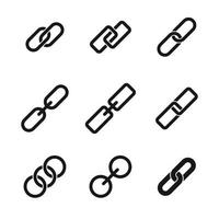 Black silhouette icons of chain link vector