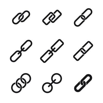 Black silhouette icons of chain link