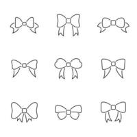 Set of simple linear icons on a theme bows vector