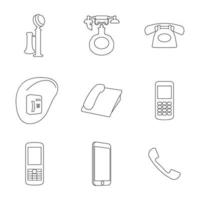 Set of isolated icons on a them telephones vector