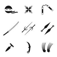 Set of isolated icons on a theme ninja vector