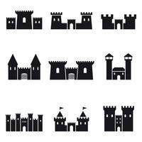 Set of black isolated icons on a theme castles vector