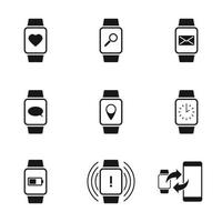 Set of islated black icons on a theme smart watch vector