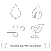 Four Natural elements Outline web icons set vector