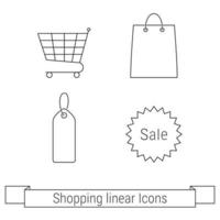 Four Shopping Outline web icons set vector