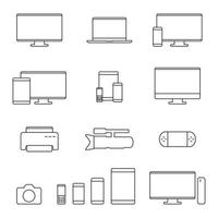 Communication device Outline web icons set vector