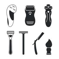 Set of objects for shaving isolated black icons vector