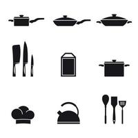 conjunto de iconos negros y simples en una cocina temática y cocina vector