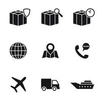iconos vectoriales para empresa logística en un servicio de entrega temático vector