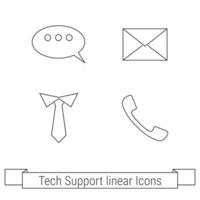 conjunto de iconos web de esquema de soporte técnico cuatro vector