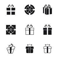 conjunto de iconos negros aislados en un tema regalos vector