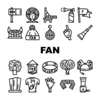 sport fan supporter accesorios iconos conjunto vector