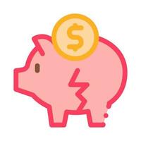 chopped piggy bank icon vector outline illustration
