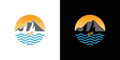 Beach Logo Icon Minimal emblem design template vector