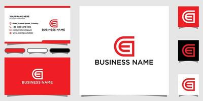 Letter GE monogram logo with business card design vector