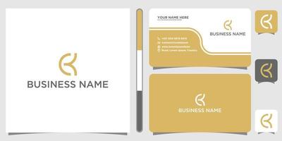 Initials Letters CK KC Gold Luxury Elegant Simple Line Modern Logo Design with Business Card Template vector