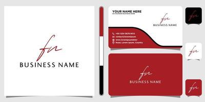 FN Letter Signature Logo Template elegant design logo with Business Card vector