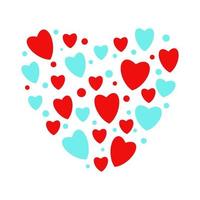 vector de forma de corazón pequeños corazones rosas y azules. tarjeta de san valentin