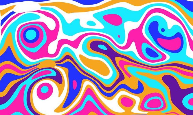 1960s, 1970s Art Style, Colorful Psychedelic Backgrounds, Covers, Posters, Hand Drawn Nature, Hippie Art Style Vector