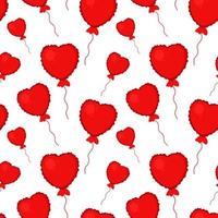 Beautiful red balloons in form of hearts, seamless pattern. Vector EPS10