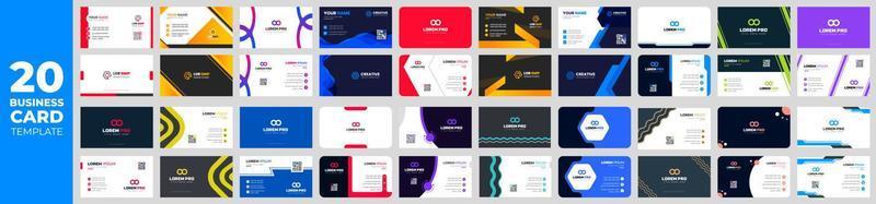 set of 20 mega Collection of double side business card vector templates. mega business card design bundle. business card set. business card bundle.