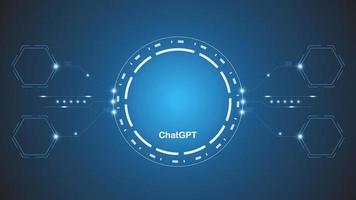 chatGPT Ai artificial intelligence technology hitech concept. chat GPT with smart bot, open Ai, line, lights, technology Abstract, vector. design for chat, web banner, background, transformation. vector