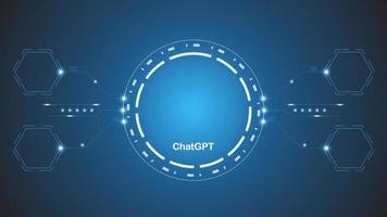 chatGPT Ai artificial intelligence technology hitech concept. chat GPT with smart bot, open Ai, line, lights, technology Abstract, vector. design for chat, web banner, background, transformation. vector