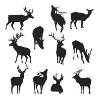 Set of Deers animal silhouettes various styles vector