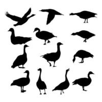 Set of goose animal silhouettes various styles vector