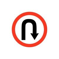 Turn back road sign on white background. vector