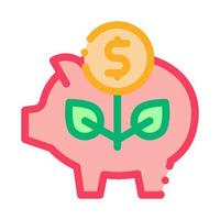 ilustración de contorno de vector de icono de caja de dinero de cerdo